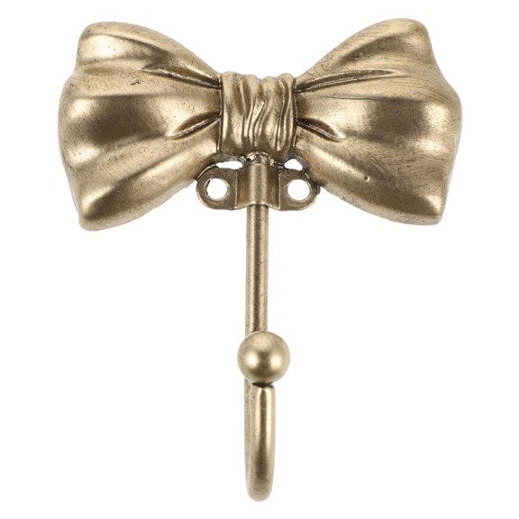 OUNONA Elegant French Design Golden Bow Hook Wall Mount Decorative Bowknot Hanger for Bedroom
