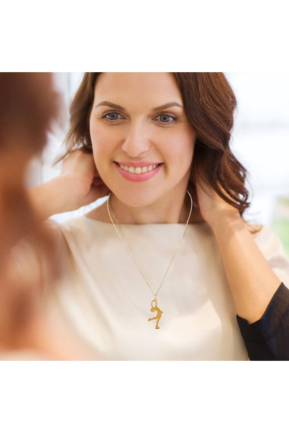 Elegant Gymnastics Pendant Neck Chain in Golden Stainless Steel for Fashionable Outfit Decor