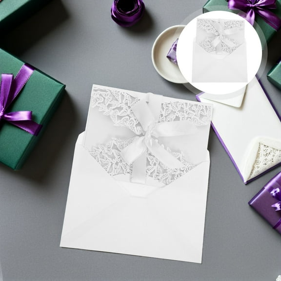 OUNONA Elegant Butterfly Cut Wedding Invitation Cards, White Paper, European Style, Perfect for Parties, 10 Sets