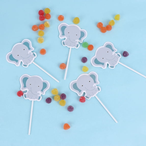 OUNONA Cake Toppers for Decoration Grey Paper Props with Safe Material Picks