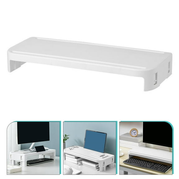 OUNONA  Elevator Computer Stand Monitor Lifting Racks Storage Shelving Desktop White