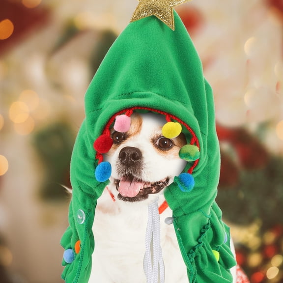 OUNONA Cat Christmas Cloak Soft Green Hooded Cape for Holiday Parties