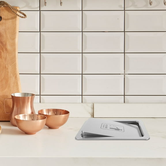 OUNONA Embedded Stainless Steel Trash Can Lid Swing Cover For Kitchen And Bathroom Keeps Area Clean Tooling Clamshell For Countertop And Sink Use