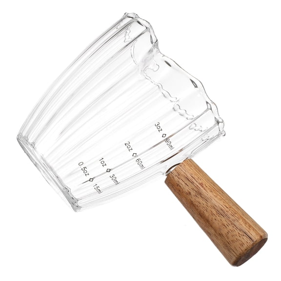 NUOLUX Clear Glass Espresso Cup with Elegant Wood Handle for Stylish Coffee Enjoyment