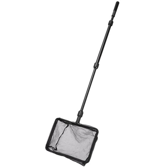 OUNONA Portable Black Fishing Landing Net with Supple Coated Fine Mesh for Lakes and Ponds