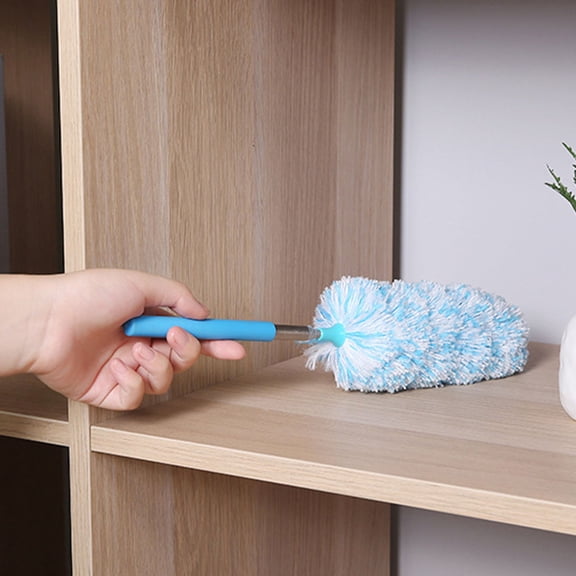 OUNONA Extendable Microfiber Hand Duster Blue Flexible Head for Dusting Furniture and Blinds