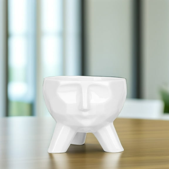OUNONA Face Container Pot for Small Plants Face Shaped Flower Pot 7.7x7.7cm White