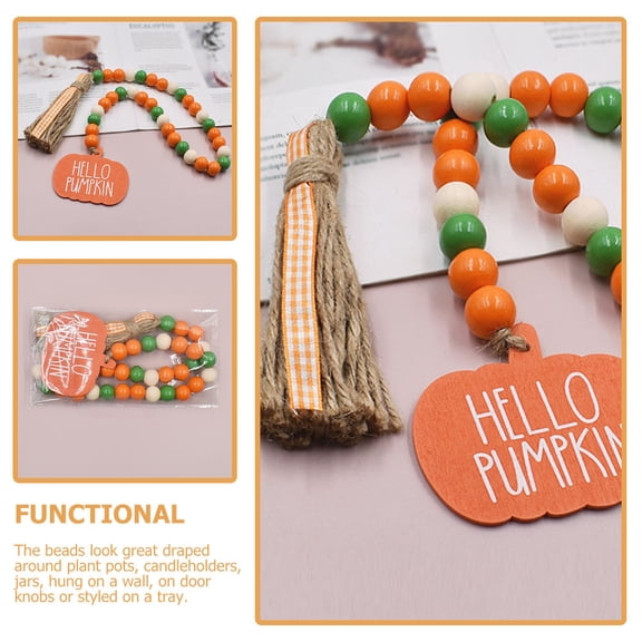 OUNONA Farmhouse Wood Bead Garland Decoration Rustic Style Multi Colored 1 PCS for Wall Decor