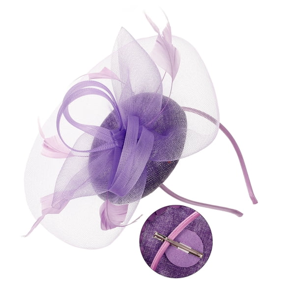 OUNONA Fascinator Hat Headband With Mesh Plume And Clip For Women Cocktail Fascinator Hat With Headband And Clip Elegant Headwear For Tea Parties, Weddings, And Cocktail Events (Purple)