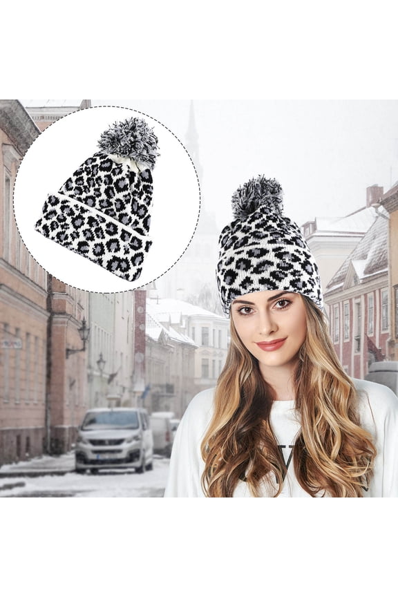 Fashion Knitting Hat White Wool Beanie Warm Winter Hat for Family Gatherings