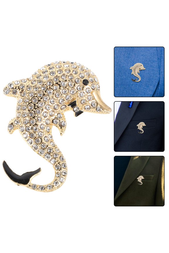 Fashionable Korean Cute Dolphin Brooch With Rhinestones Adorable Animal Jewelry Alloy Pin For Coats And Suits Clothing Jewelry