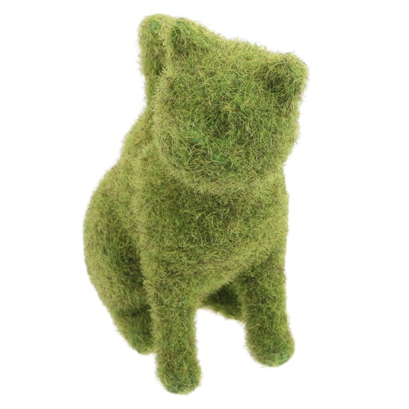 OUNONA Lifelike Green Flocked Cat Statue, Elegant Garden Ornament, Outdoor Decor