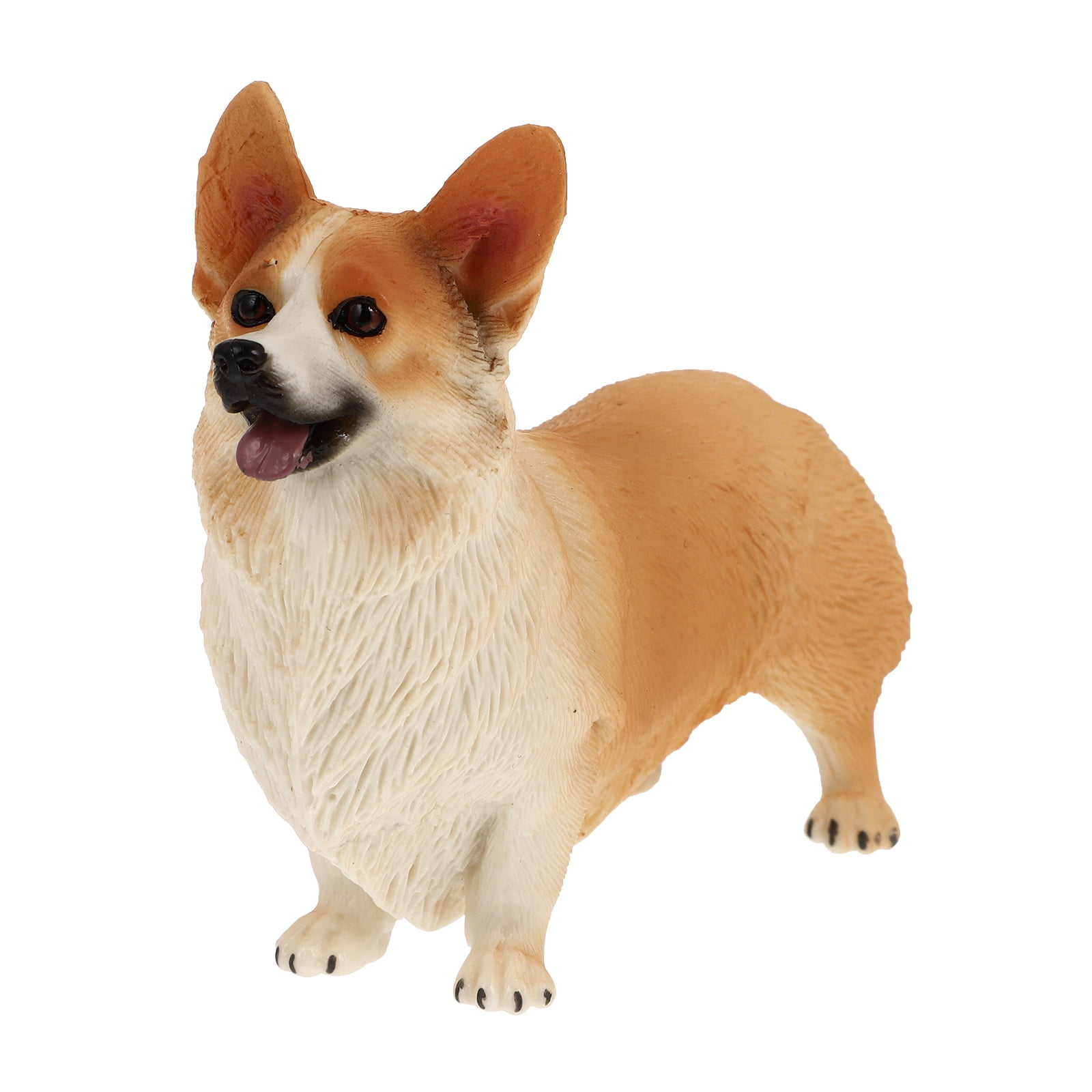 OUNONA Figurine Standing Welsh Corgi Sculpture Farm Animals Action Figures Toys Mininature Puppy Model Cake Topper for Garden Automobile Ornament