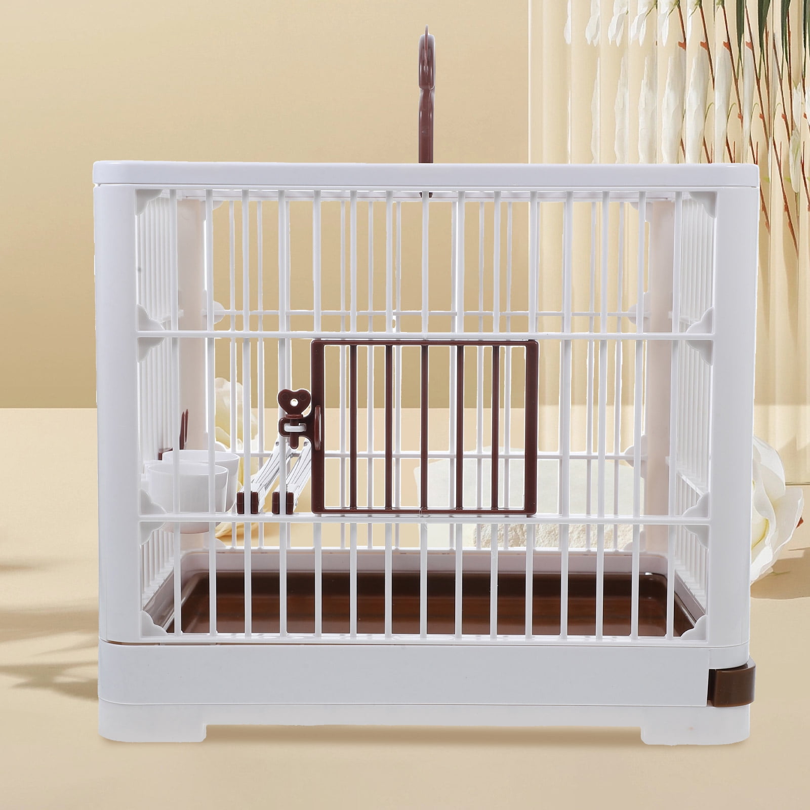 OUNONA Portable Coffee ABS Bird Travel Cage with Handle for Versatile and Durable Use