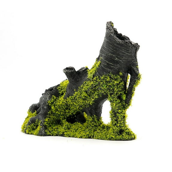 OUNONA Fish Log Hollow Log for Aquarium Fish Tank Hiding Spot 20.80X15.30X11.40CM