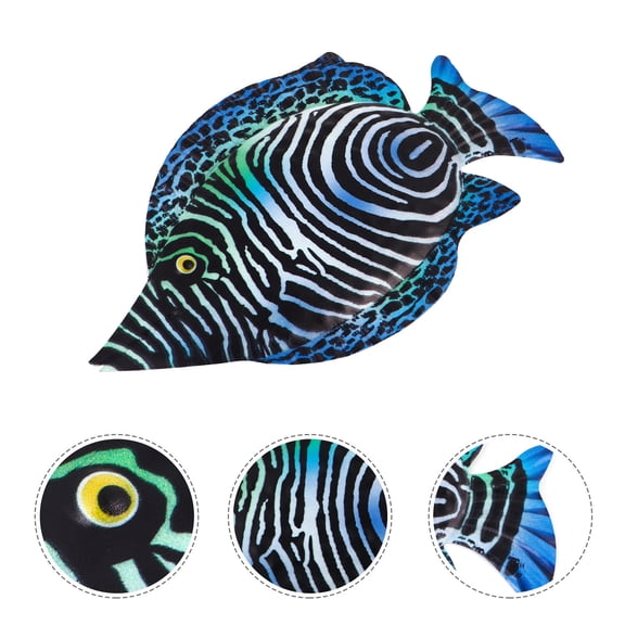 OUNONA Iron Fish Wall Plaque Blue Metal Sculpture 1Set