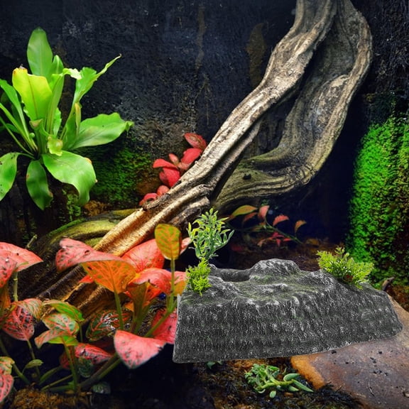 OUNONA  Fish Tank Decorations Docking Station for Turtles Dark Grey