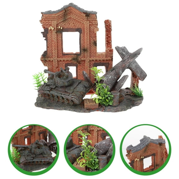 OUNONA Fish Tank Ornaments Large Castle Decorations Aquarium Fighter Plane