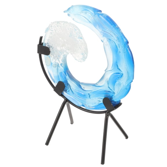 Ocean Wave Sculpture Statue Decorative Desktop Ornament with Stand Handmade