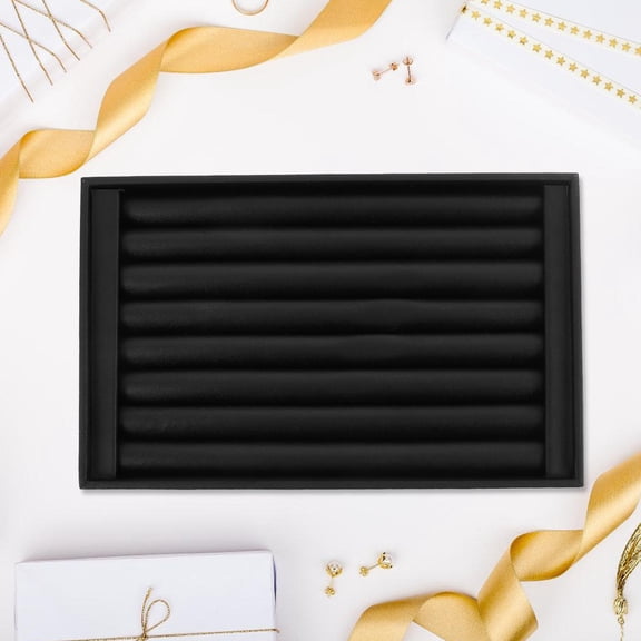 OUNONA Flannel Ring Earring Tray Organizer Jewelry Display Tray PU Leather Jewelry Storage Box For Rings And Earrings