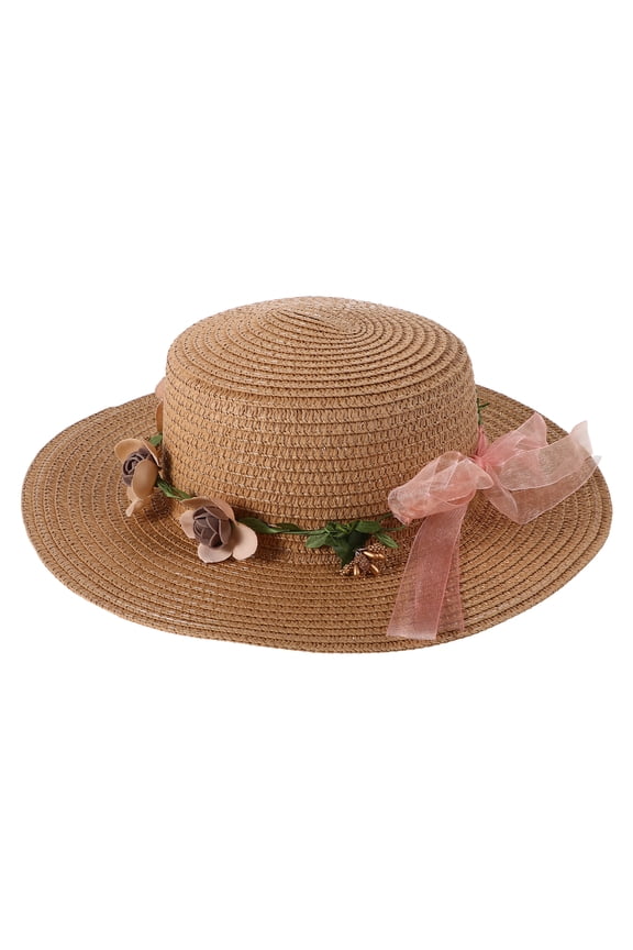 Flat-top Sun Hat Flat Top Straw Hat Straw Hat Woman 0.00X0.00X0.00CM Khaki