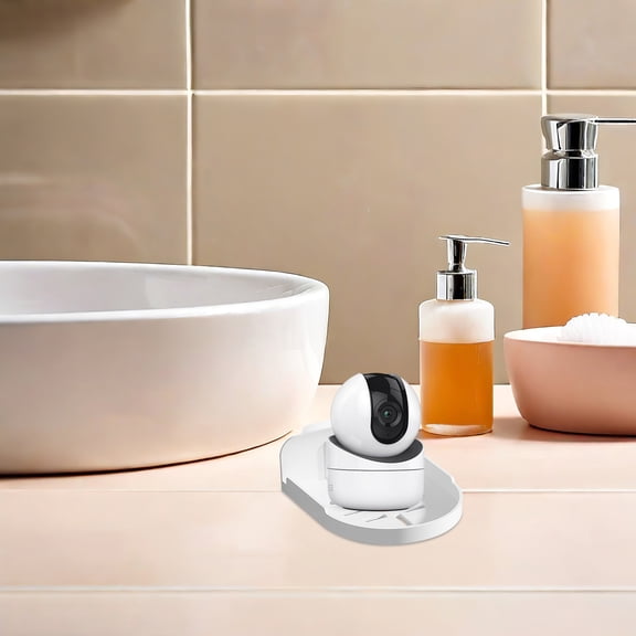 OUNONA No Punch Wall Shelf White Floating Bracket for Speakers and Cameras