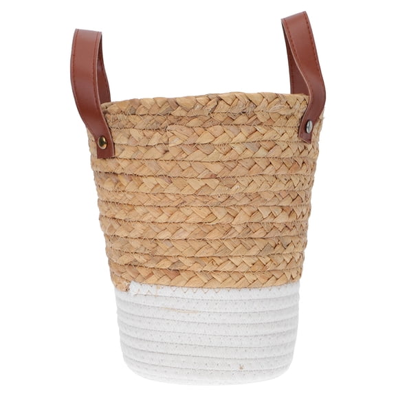 OUNONA  Flower Basket Decor Wicker Rattan Planter Straw Woven Baby Shopping Coffee