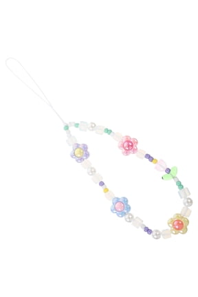 Colorful Beaded Flower Phone Charm, Acrylic Decorative Accessory for Mobile Phones, Trendy Multi-Color Design