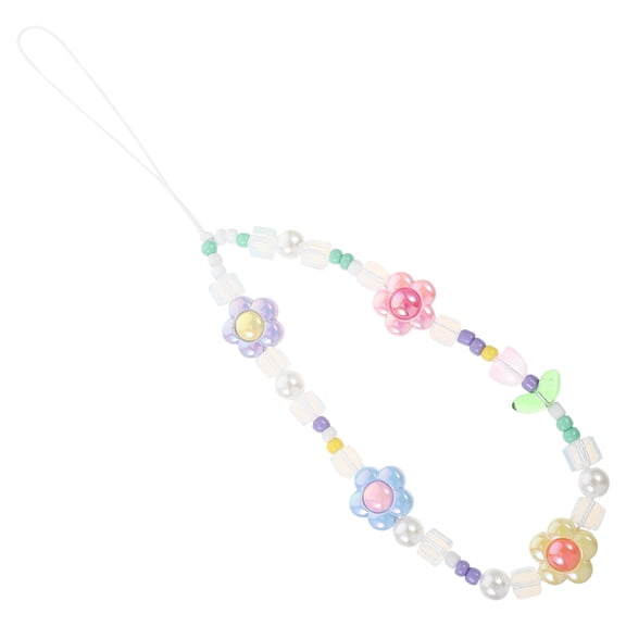 OUNONA Colorful Beaded Flower Phone Charm, Acrylic Decorative Accessory for Mobile Phones, Trendy Multi-Color Design