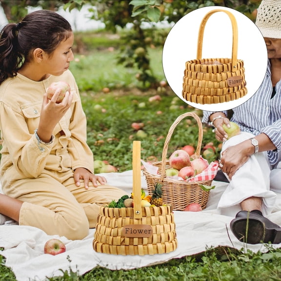 OUNONA Flower Container Wooden Basket for Little Storage Baskets Bride Girl