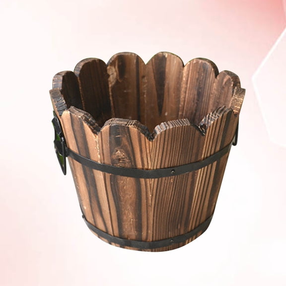 OUNONA Patio Garden Planter Rustic Outdoor Decor Brown 1Set