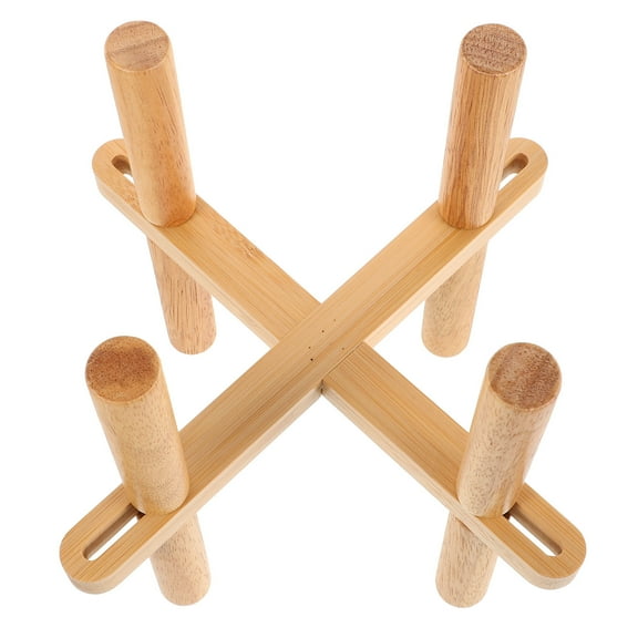 OUNONA Wooden Bamboo Flower Pot Holder Coffee Color with Succulent Tray for Indoor Use