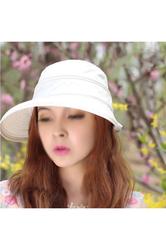 Foldable Beige Sun Hat with Wide Brim and Bow Decor for Effective Uv Protection