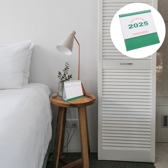 OUNONA Foldable Calendar Desk Standing Home Monthly Planner Book Office Green