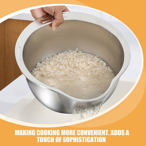 OUNONA Food Washing Basket Colander with Fine Mesh Design Silver 1Pcs