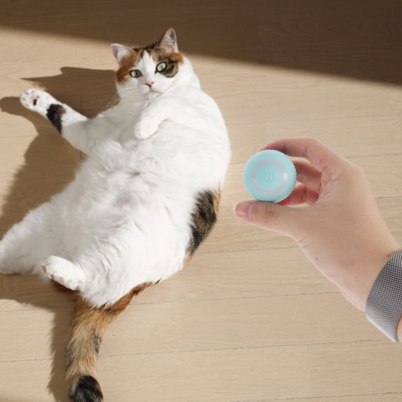 OUNONA Funny Green Kitten Gravity Smart Rolling Ball Cat Plaything Keeps Cats Active