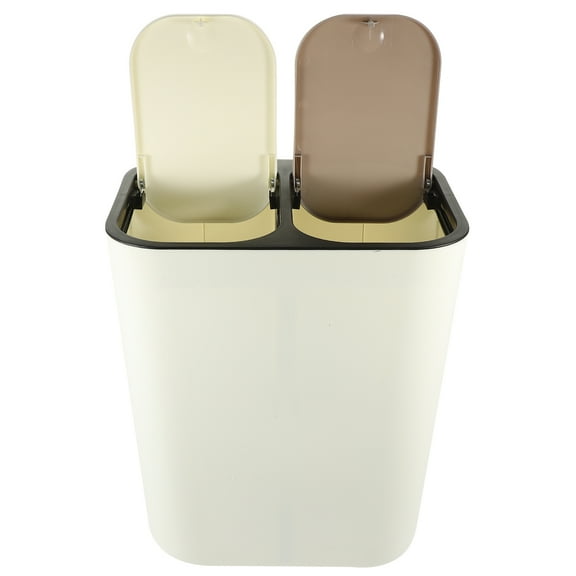OUNONA Garbage Bin Can Large Trash Kitchen Double-port Office
