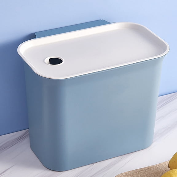 OUNONA Garbage Can for Kitchen Hanging Dustbin Cabinet Trash Office Blue