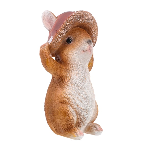 OUNONA Mini Ceramic Garden Decoration Ornament for Home, Cute Red Bunny Animal Figurine