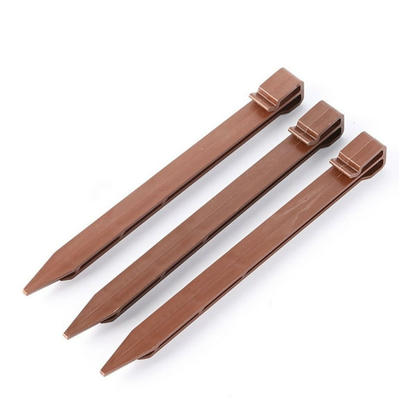 OUNONA Outdoor Plastic Stakes Coffee Color for Tent and Garden Fixing 30Pcs