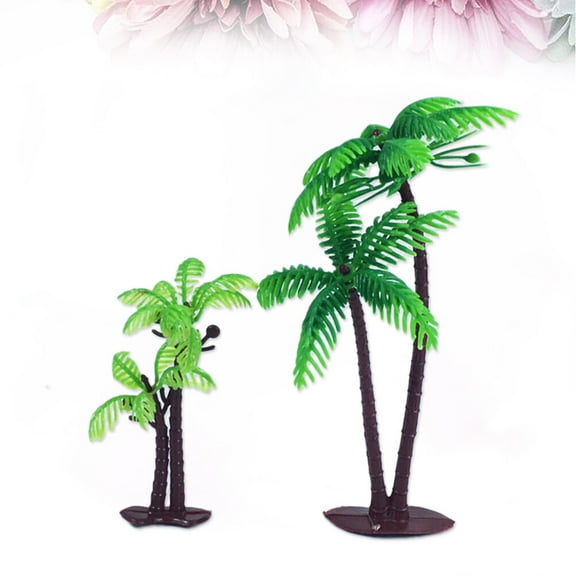 OUNONA 16Pcs Glitter Green Coconut Tree Cake Picks for Hawaiian Luau Birthday Cake Decoration