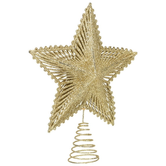 OUNONA Golden Star Ornament for Christmas Tree Decoration with Iron Wire and Yarn 6.3 Inches