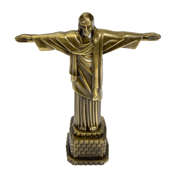 OUNONA Golden Alloy Saint Jesus Statue for Home Decor Exquisite Christian Ornament 4.7 Inches
