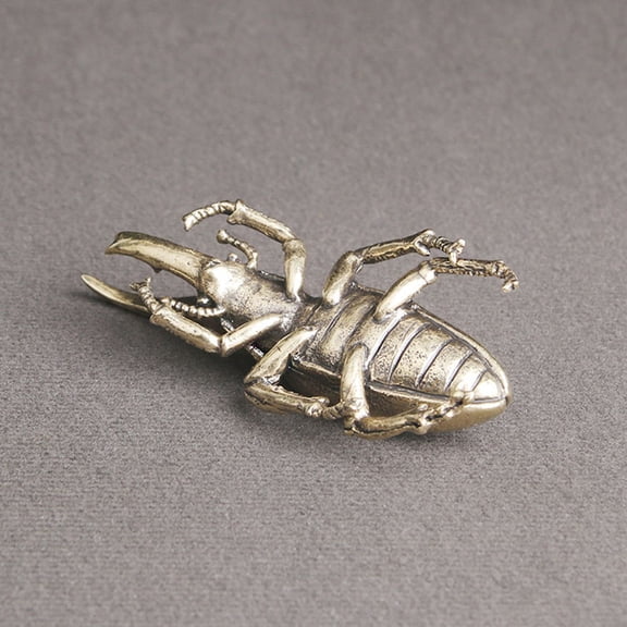 OUNONA Golden Brass Beetle Figurine for Decor Exquisite Craftsmanship Desk Table Ornament 3 5 inches