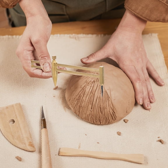 OUNONA Golden Brass Caliper Clay Shaping Tool for Precise Pottery Measuring and Ceramic Sculpture Craft