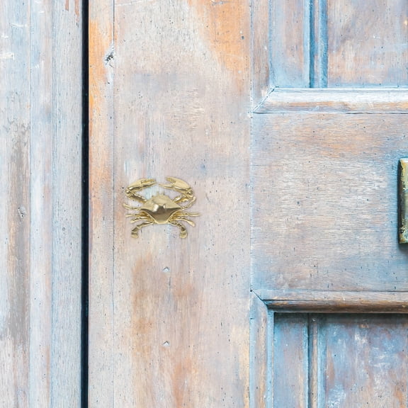 OUNONA Golden Brass Crab Single Hole Handles Nautical Ocean Theme Cabinet Drawer Pulls