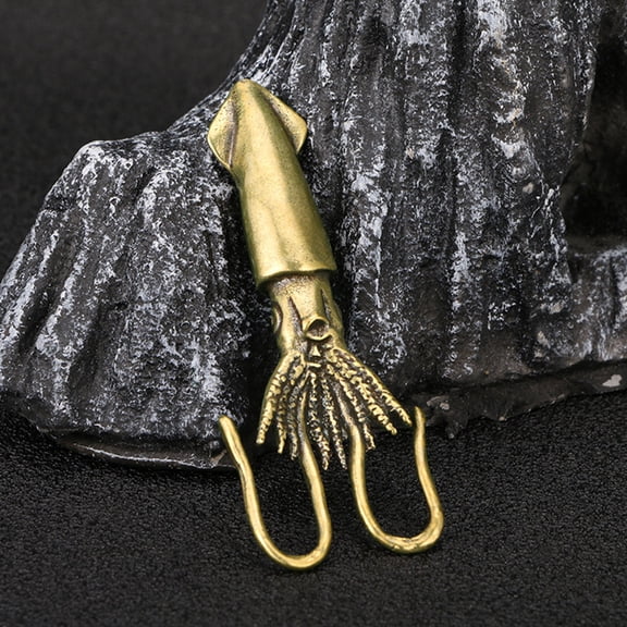OUNONA Golden Brass Cuttlefish Figurine for Decoration with Exquisite Retro Design and Compact Size 2.8x1.6x1.6 inches