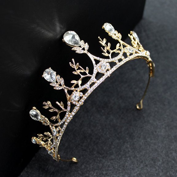 OUNONA Bridal Rhinestone Hair Vine Golden Alloy Lightweight Wedding Decor