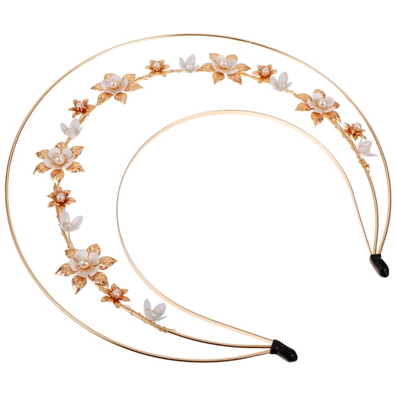 OUNONA Goddess Accessories Flower Crown Headband Golden 1Pack Hair Accessory Women
