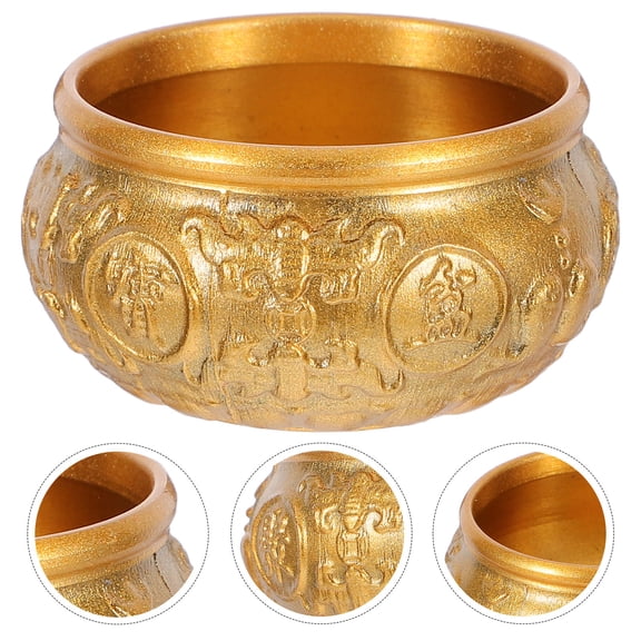 OUNONA Golden Feng Shui Wealth Bowl for Home Decor from Brass Symbolizing Prosperity and Good Luck 6.5 inches diameter